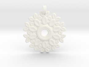 Saturday Flowery Pendant in White Smooth Versatile Plastic