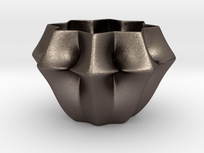 Planter in Polished Bronzed-Silver Steel