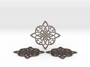 3 Fractal Coasters in Polished Bronzed-Silver Steel