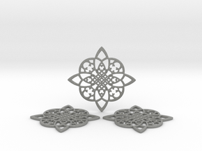 3 Fractal Coasters in Gray PA12 Glass Beads