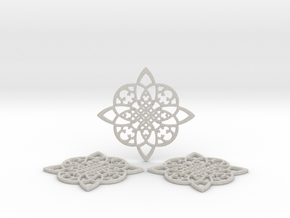 3 Fractal Coasters in Natural Full Color Nylon 12 (MJF)