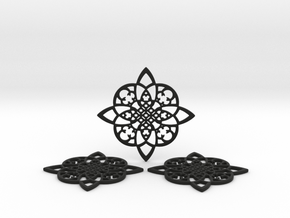 3 Fractal Coasters in Black Natural TPE (SLS)