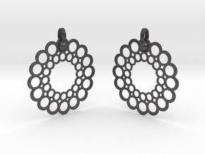 Rings Earrings in Dark Gray PA12 Glass Beads