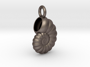 Seashell Pendant in Polished Bronzed-Silver Steel
