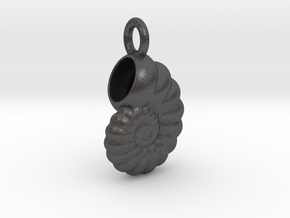 Seashell Pendant in Dark Gray PA12 Glass Beads