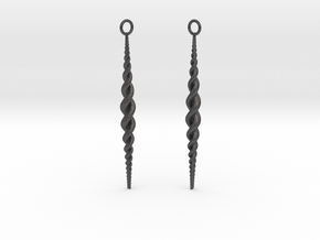 Braid Earrings in Dark Gray PA12 Glass Beads