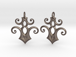 Log Earrings in Polished Bronzed-Silver Steel