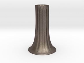Fluted Vase in Polished Bronzed-Silver Steel
