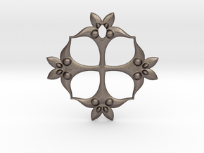 Floral Pendant in Polished Bronzed-Silver Steel