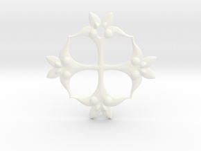 Floral Pendant in White Smooth Versatile Plastic