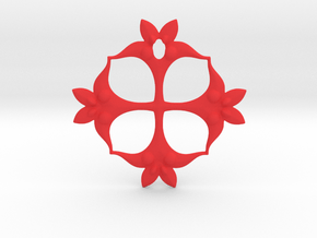Floral Pendant in Red Smooth Versatile Plastic