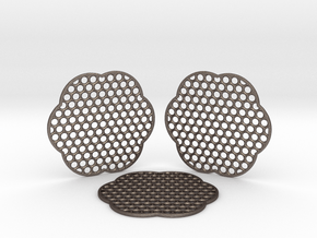 Grid Coasters in Polished Bronzed-Silver Steel