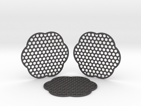 Grid Coasters in Dark Gray PA12 Glass Beads