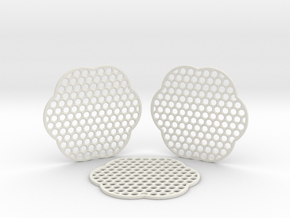 Grid Coasters in White Natural TPE (SLS)