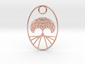 Fractal Tree Oval Pendant Redux in Natural Copper