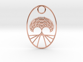 Fractal Tree Oval Pendant Redux in Polished Copper