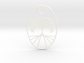 Fractal Tree Oval Pendant Redux in White Smooth Versatile Plastic