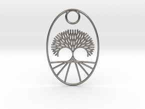 Fractal Tree Oval Pendant Redux in Processed Stainless Steel 316L (BJT)