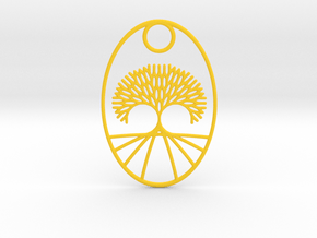 Fractal Tree Oval Pendant Redux in Yellow Smooth Versatile Plastic