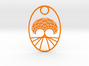 Fractal Tree Oval Pendant Redux in Orange Smooth Versatile Plastic