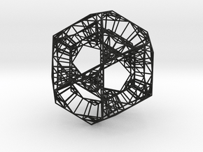 Sierpinski Dodecahedral Prism in Black Smooth Versatile Plastic