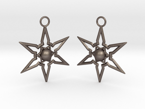 Star Earrings in Polished Bronzed-Silver Steel