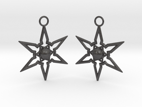 Star Earrings in Dark Gray PA12 Glass Beads