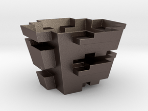 A Blocky Planter in Polished Bronzed-Silver Steel