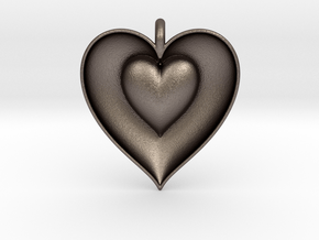 Half Heart Pendant in Polished Bronzed-Silver Steel
