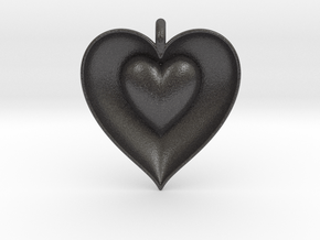 Half Heart Pendant in Dark Gray PA12 Glass Beads