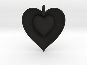Half Heart Pendant in Black Smooth Versatile Plastic