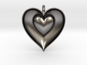 Half Heart Pendant in Processed Stainless Steel 17-4PH (BJT)