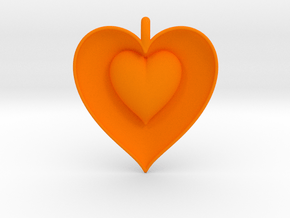 Half Heart Pendant in Orange Smooth Versatile Plastic