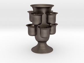 Vertical Garden Vase in Polished Bronzed-Silver Steel