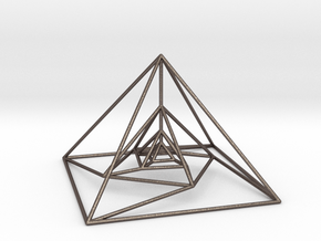 Nested Pyramids Rotated in Polished Bronzed-Silver Steel