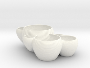 Cluster of Planters in White Smooth Versatile Plastic