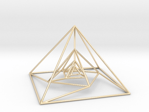 Nested Pyramids Rotated in 14k Gold Plated Brass