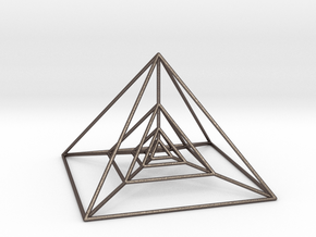 Nested Pyramids in Polished Bronzed-Silver Steel