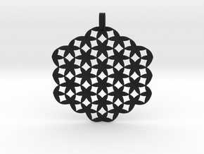 Flowers Pendant in Black Smooth PA12