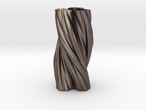 FVase in Polished Bronzed-Silver Steel