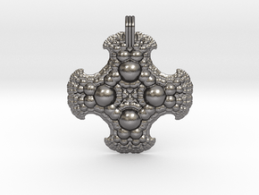Fractal Pendant Order 4 in Processed Stainless Steel 316L (BJT)