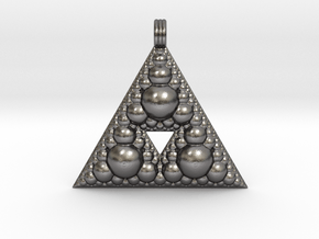Fractal Pendant Order 3 in Processed Stainless Steel 316L (BJT)