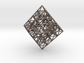 Sierpinski Octahedral Prism 5 cm. in Polished Bronzed-Silver Steel