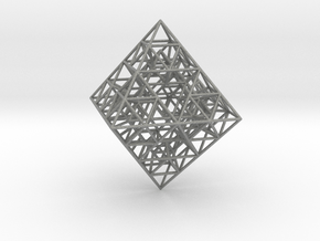 Sierpinski Octahedral Prism 5 cm. in Gray PA12 Glass Beads
