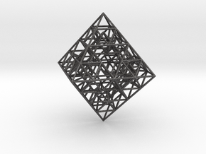 Sierpinski Octahedral Prism 5 cm. in Dark Gray PA12 Glass Beads