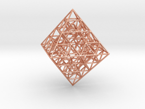 Sierpinski Octahedral Prism 5 cm. in Polished Copper