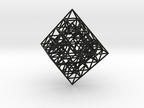 Sierpinski Octahedral Prism 5 cm. in Black Natural TPE (SLS)