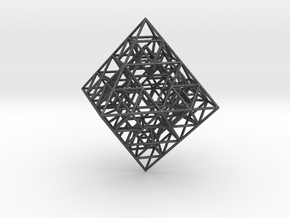 Sierpinski Octahedral Prism 6 cm. in Dark Gray PA12 Glass Beads