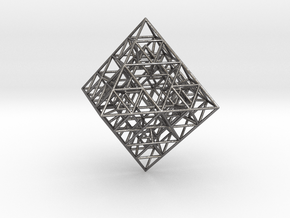 Sierpinski Octahedral Prism 6 cm. in Processed Stainless Steel 316L (BJT)