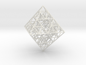 Sierpinski Octahedral Prism 6 cm. in White Natural TPE (SLS)